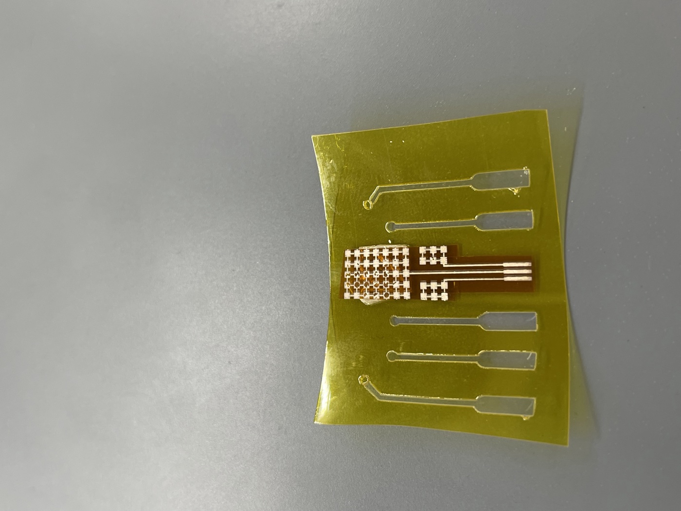 Completed flexible biosensor circuit with gold traces on Kapton